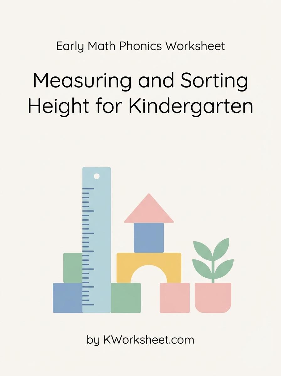 Early Math Phonics Worksheet Measuring and Sorting Height for Kindergarten