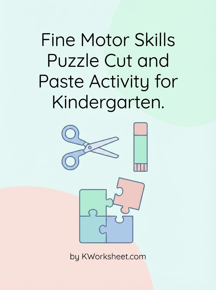 Fine Motor Skills Puzzle Cut and Paste Activity for Kindergarten