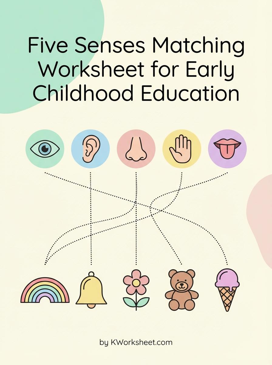 Five Senses Matching Worksheet for Early Childhood Education