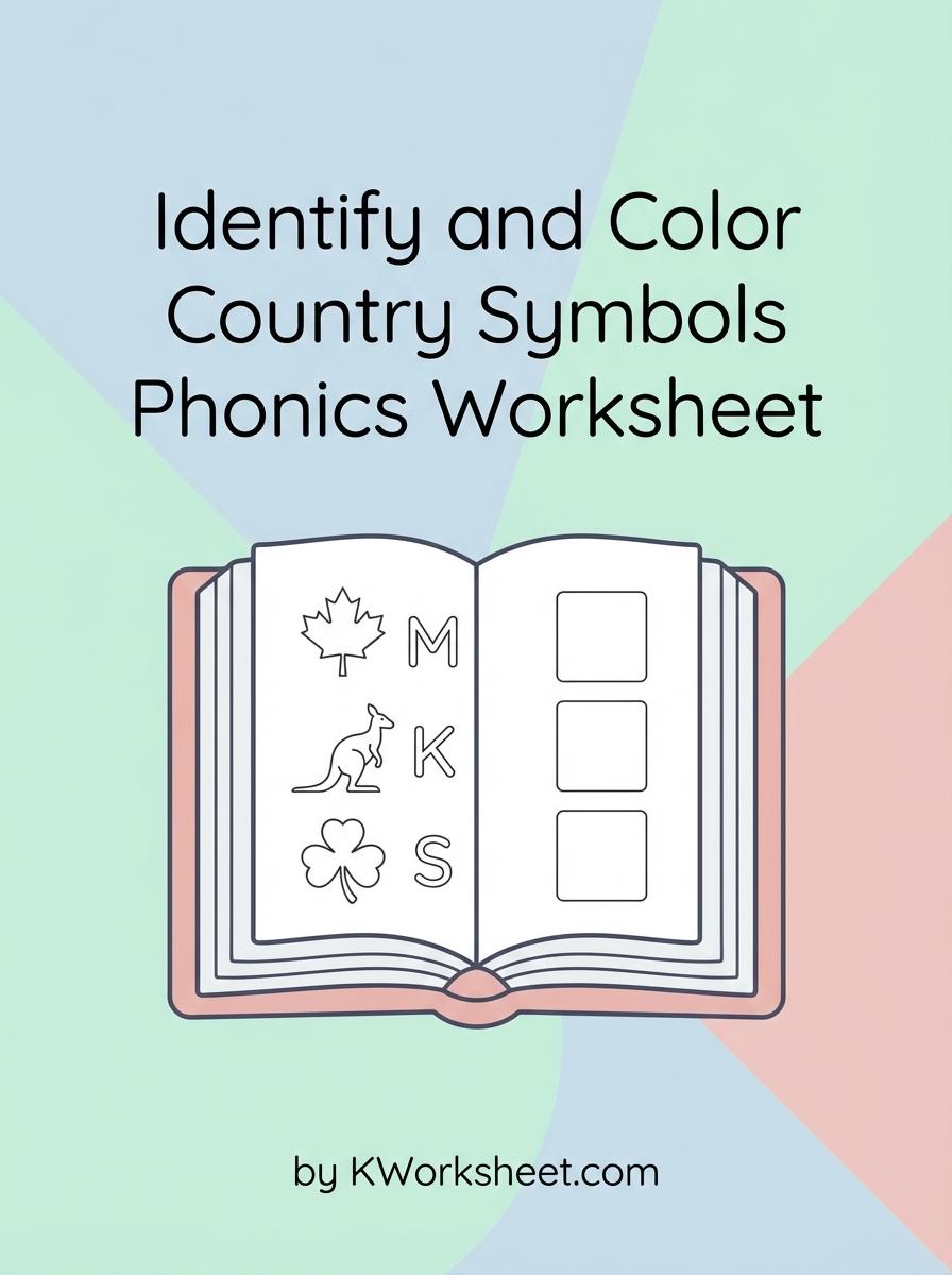 Identify and Color Country Symbols Phonics Worksheet