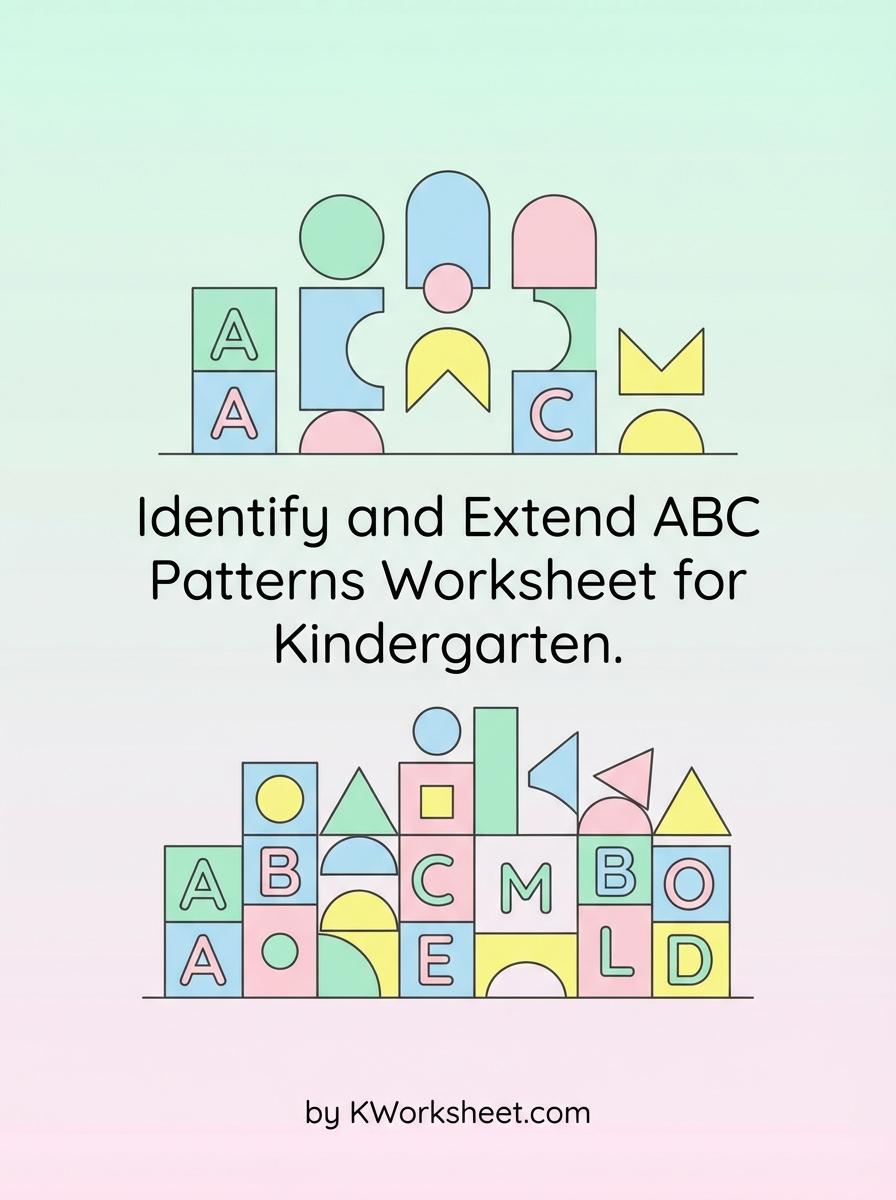 Identify and Extend ABC Patterns Worksheet for Kindergarten
