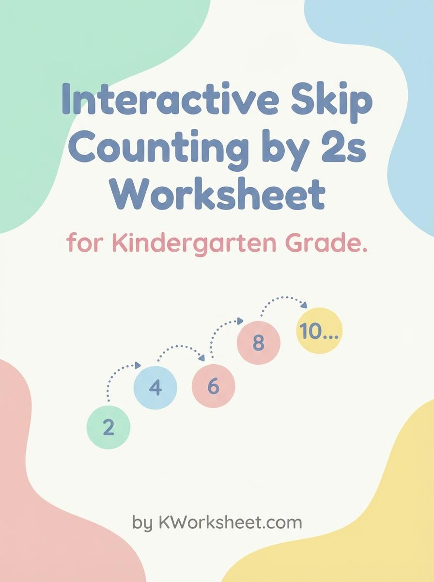 Interactive Skip Counting by 2s Worksheet for Kindergarten Grade