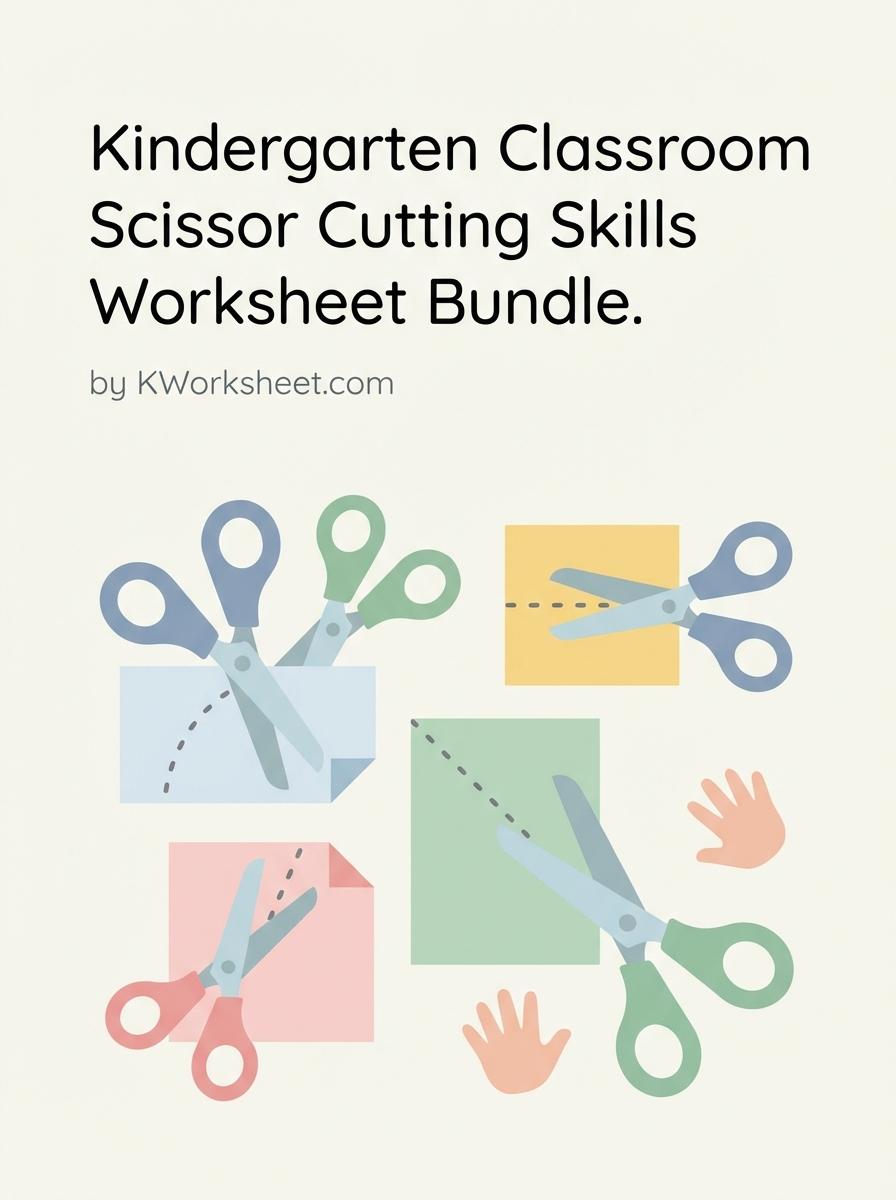 Kindergarten Classroom Scissor Cutting Skills Worksheet Bundle