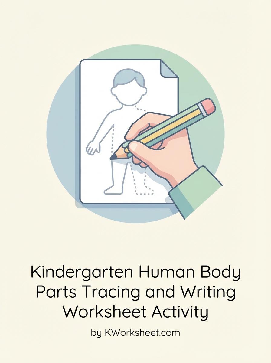 Kindergarten Human Body Parts Tracing and Writing Worksheet Activity