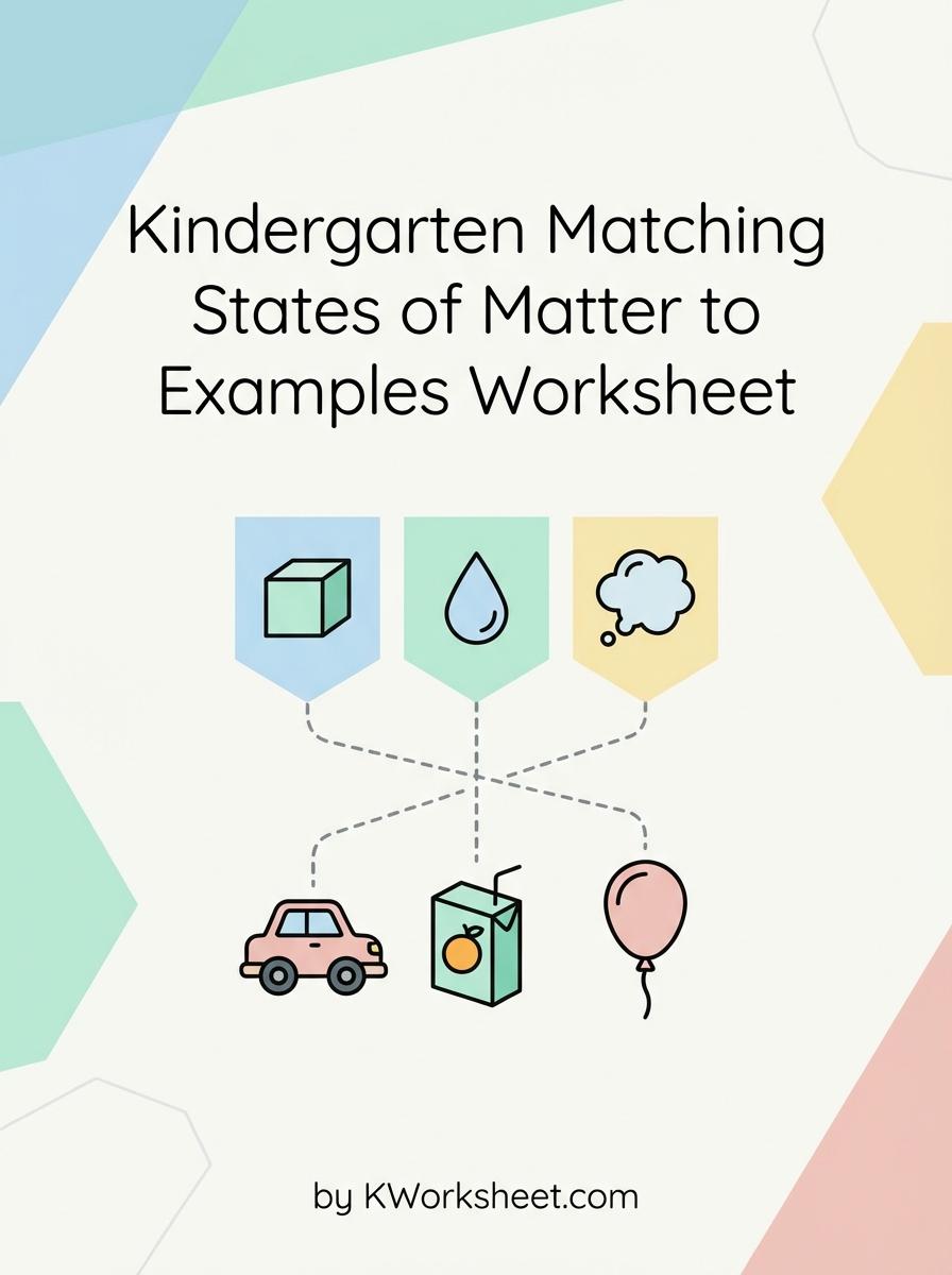 Kindergarten Matching States of Matter to Examples Worksheet