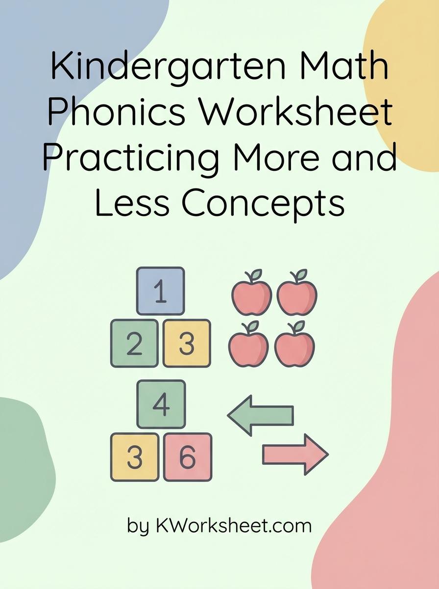 Kindergarten Math Phonics Worksheet Practicing More and Less Concepts