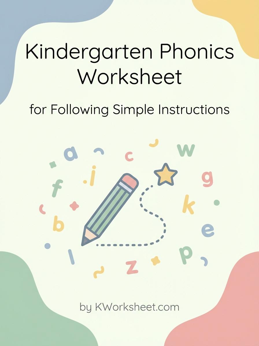 Kindergarten Phonics Worksheet for Following Simple Instructions