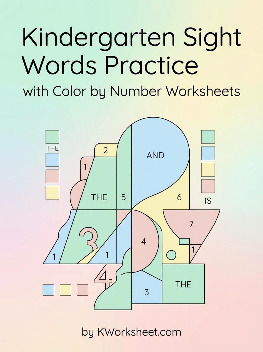 Kindergarten Sight Words Practice with Color by Number Worksheets