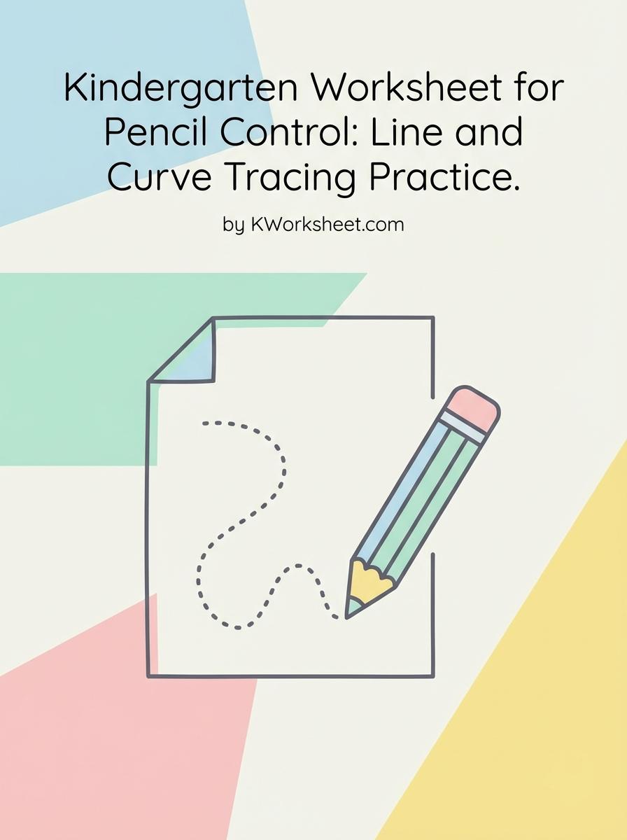 Kindergarten Worksheet for Pencil Control: Line and Curve Tracing Practice