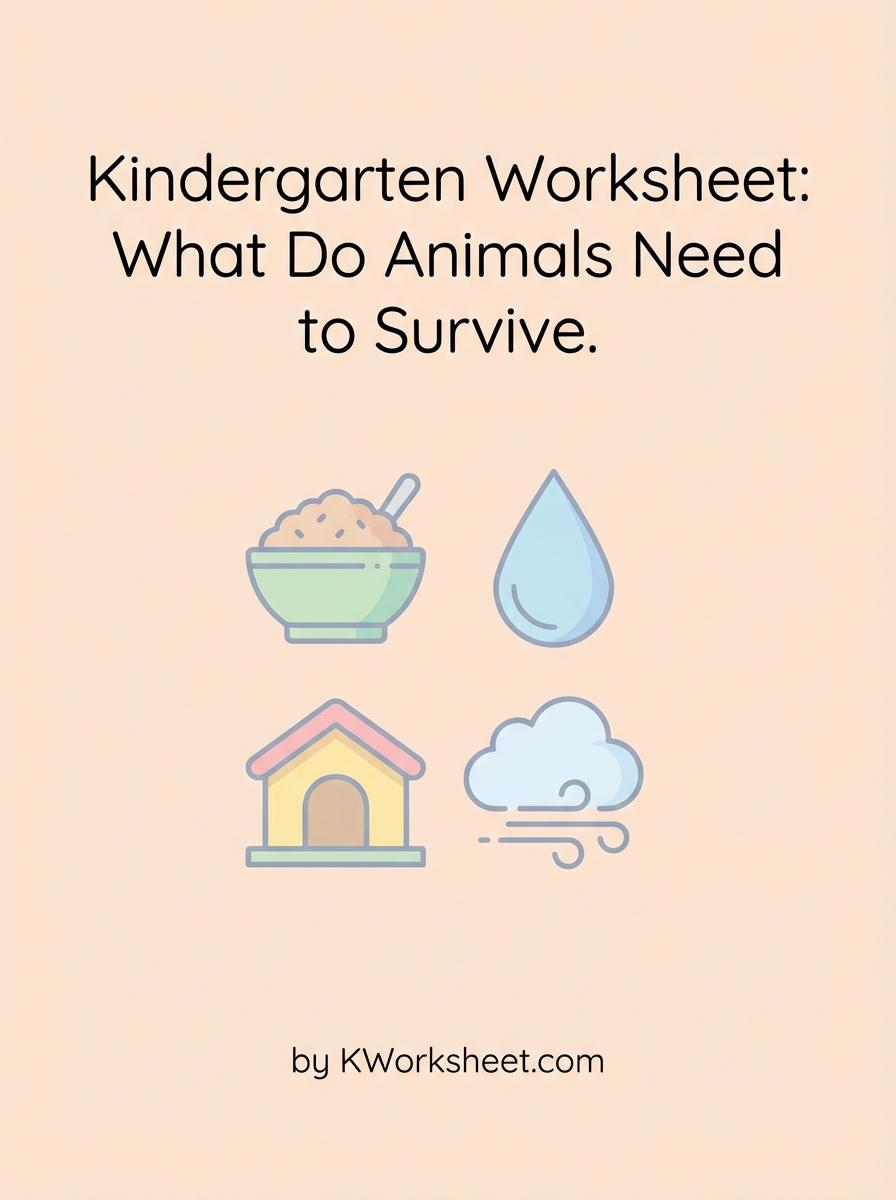 Kindergarten Worksheet: What Do Animals Need to Survive