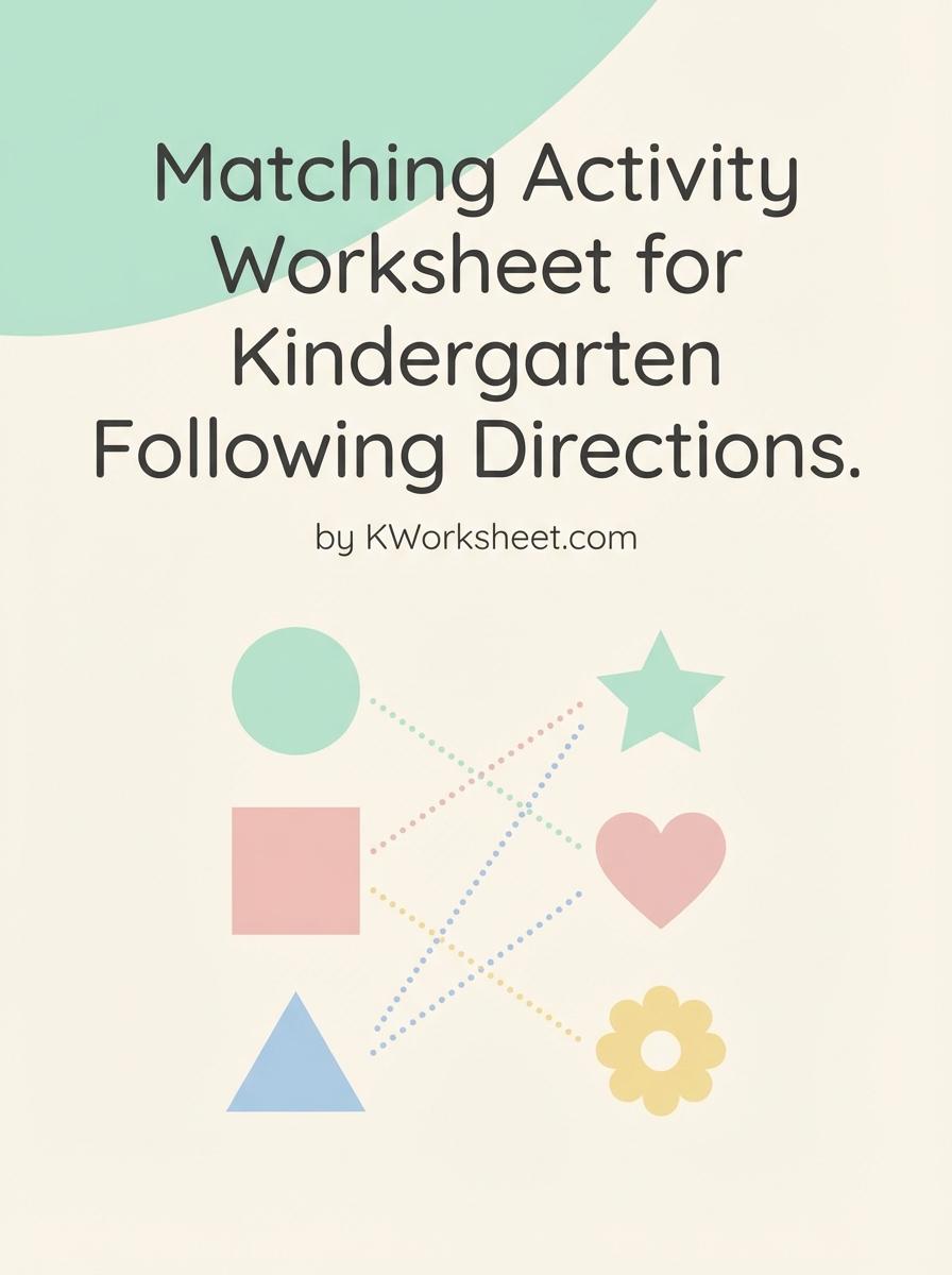 Matching Activity Worksheet for Kindergarten Following Directions