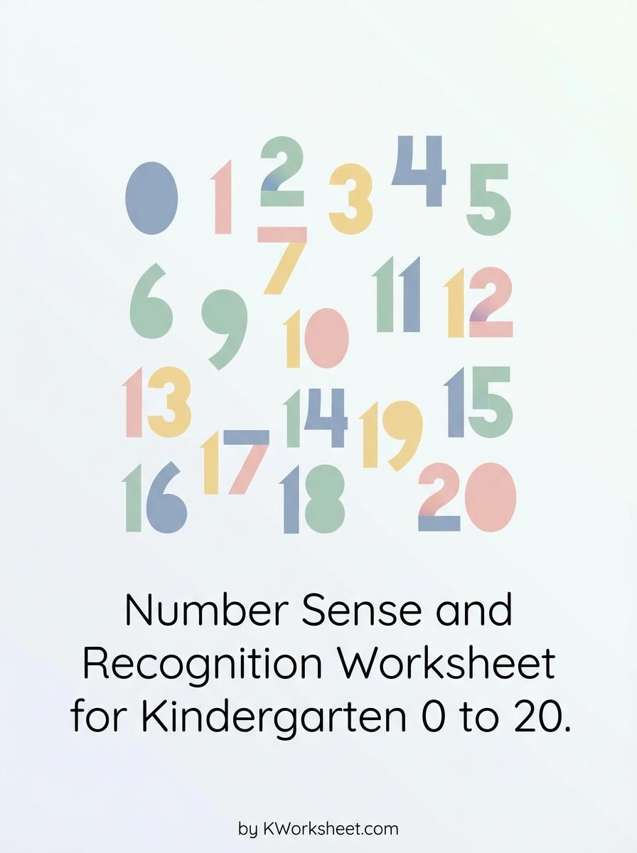 Number Sense and Recognition Worksheet for Kindergarten 0 to 20