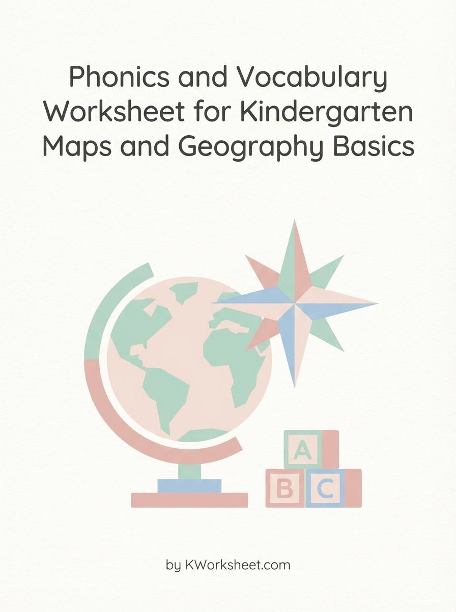 Phonics and Vocabulary Worksheet for Kindergarten Maps and Geography Basics