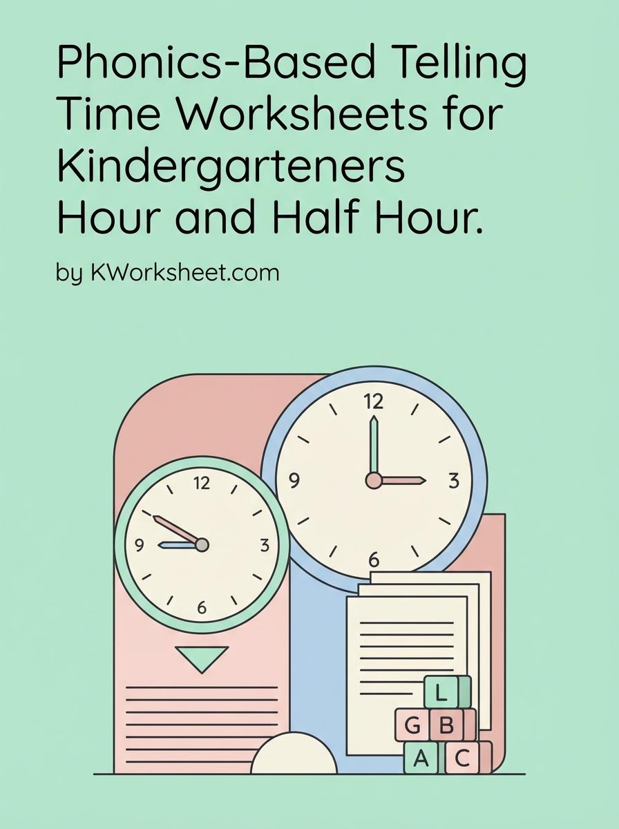 Phonics-Based Telling Time Worksheets for Kindergarteners Hour and Half Hour