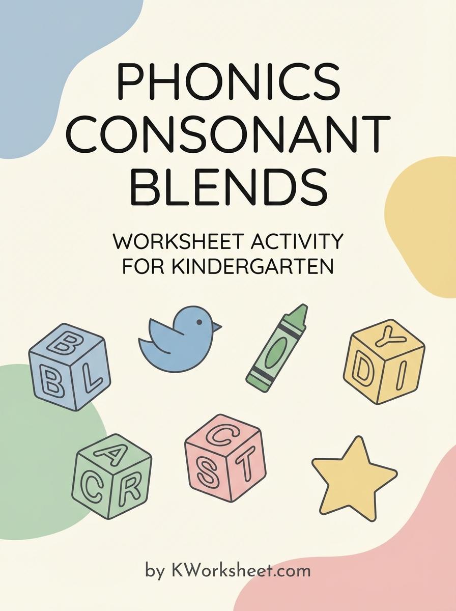 Phonics Consonant Blends Worksheet Activity for Kindergarten