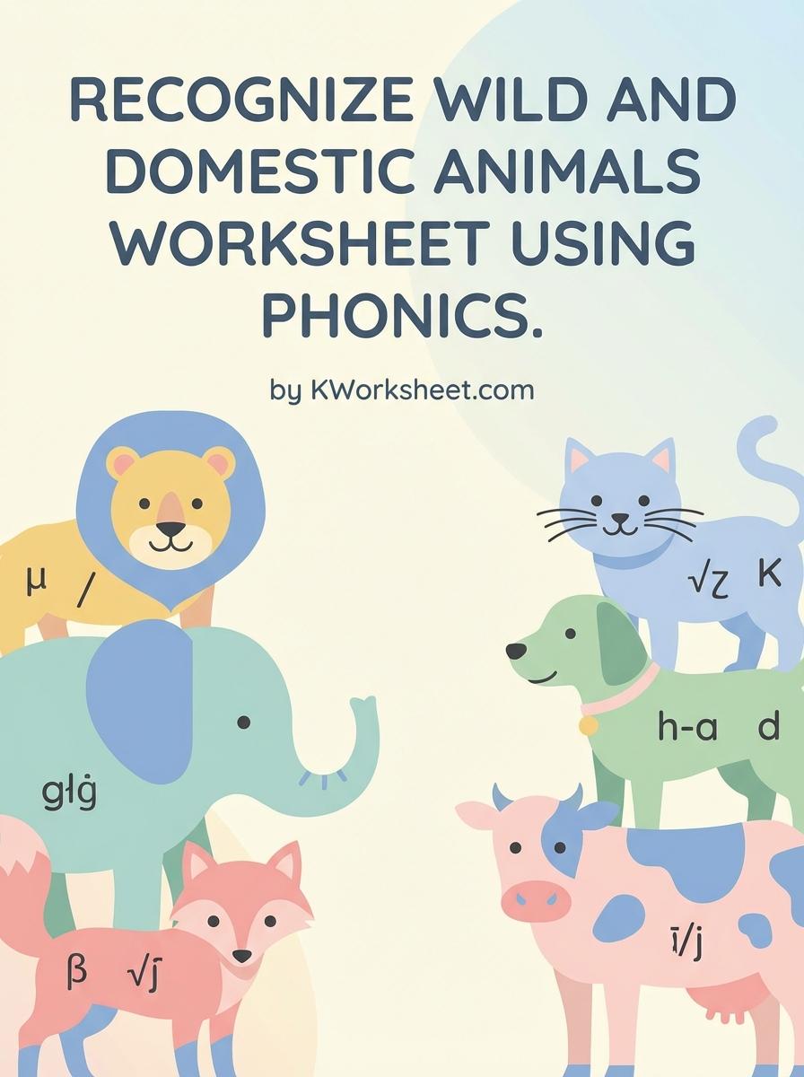 Recognize Wild and Domestic Animals Worksheet Using Phonics