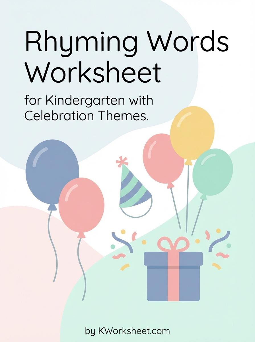 Rhyming Words Worksheet for Kindergarten with Celebration Themes