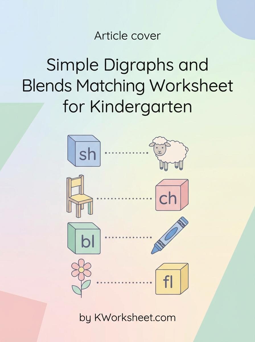 Simple Digraphs and Blends Matching Worksheet for Kindergarten