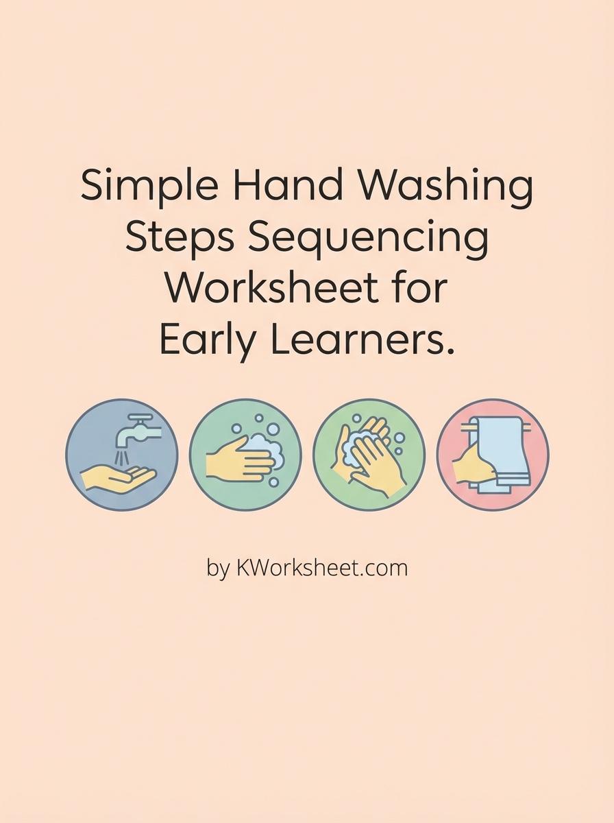 Simple Hand Washing Steps Sequencing Worksheet for Early Learners