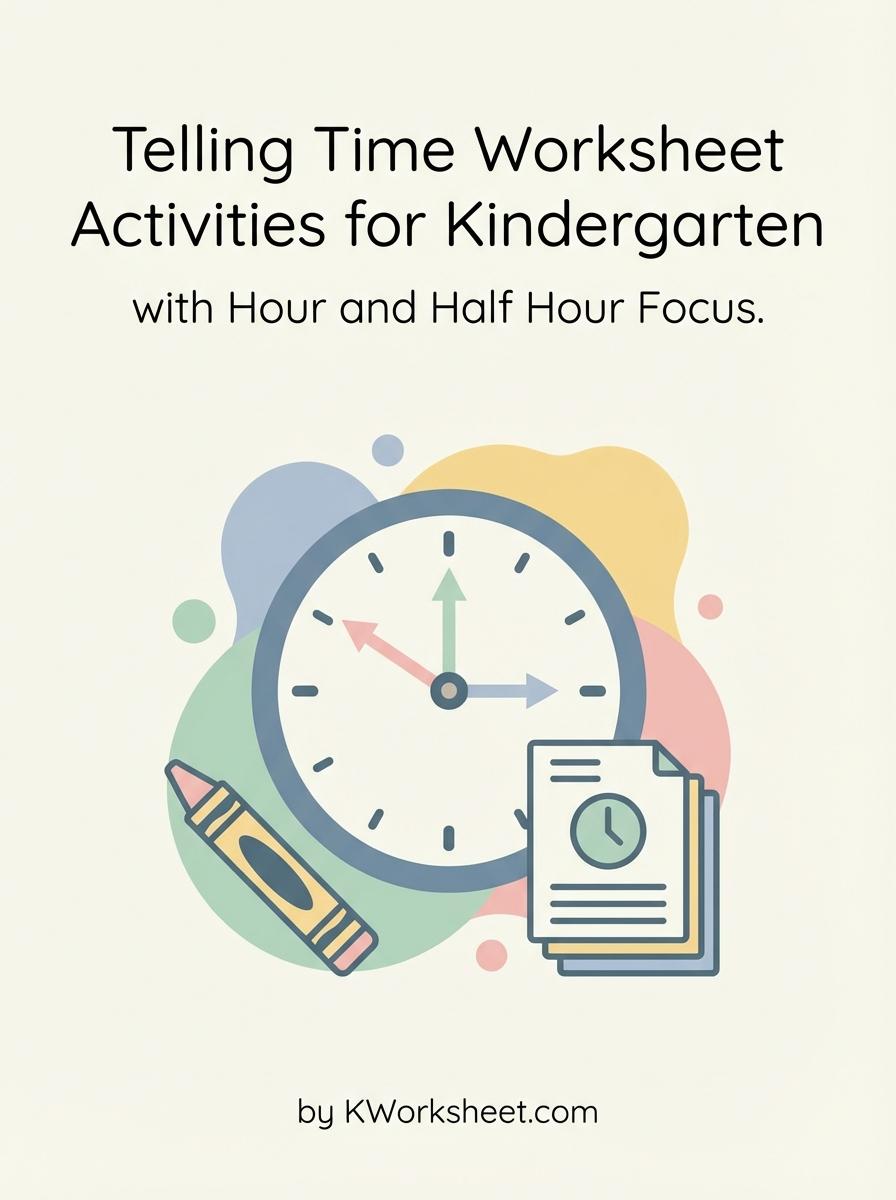 Telling Time Worksheet Activities for Kindergarten with Hour and Half Hour Focus