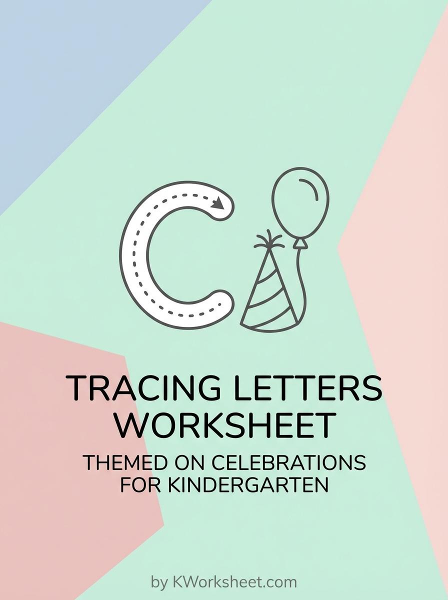 Tracing Letters Worksheet Themed on Celebrations for Kindergarten