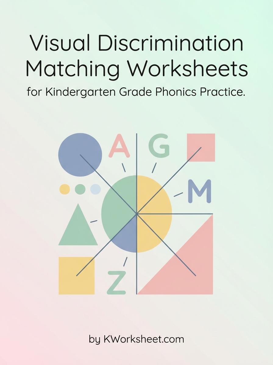 Visual Discrimination Matching Worksheets for Kindergarten Grade Phonics Practice