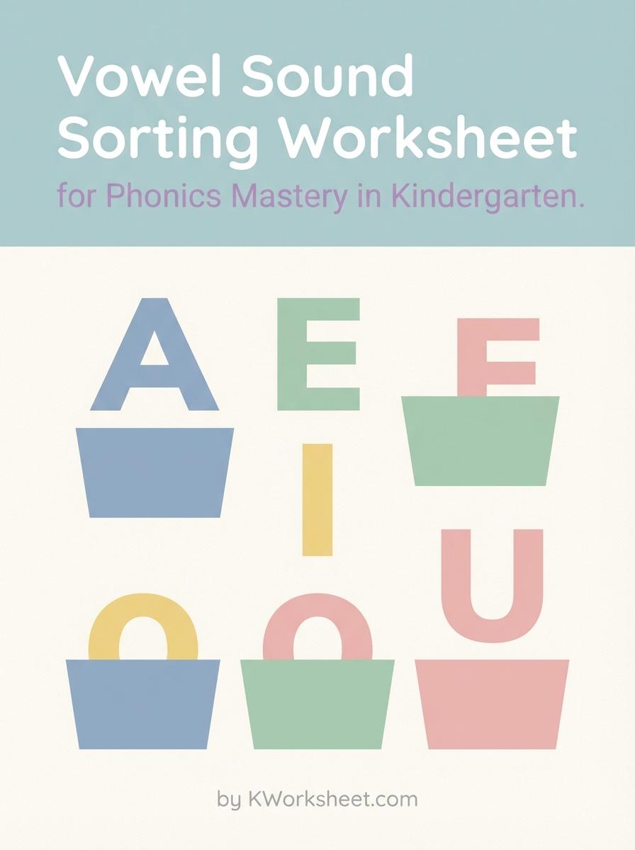 Vowel Sound Sorting Worksheet for Phonics Mastery in Kindergarten
