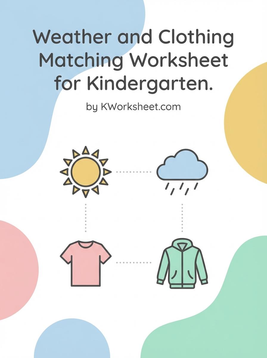 Weather and Clothing Matching Worksheet for Kindergarten