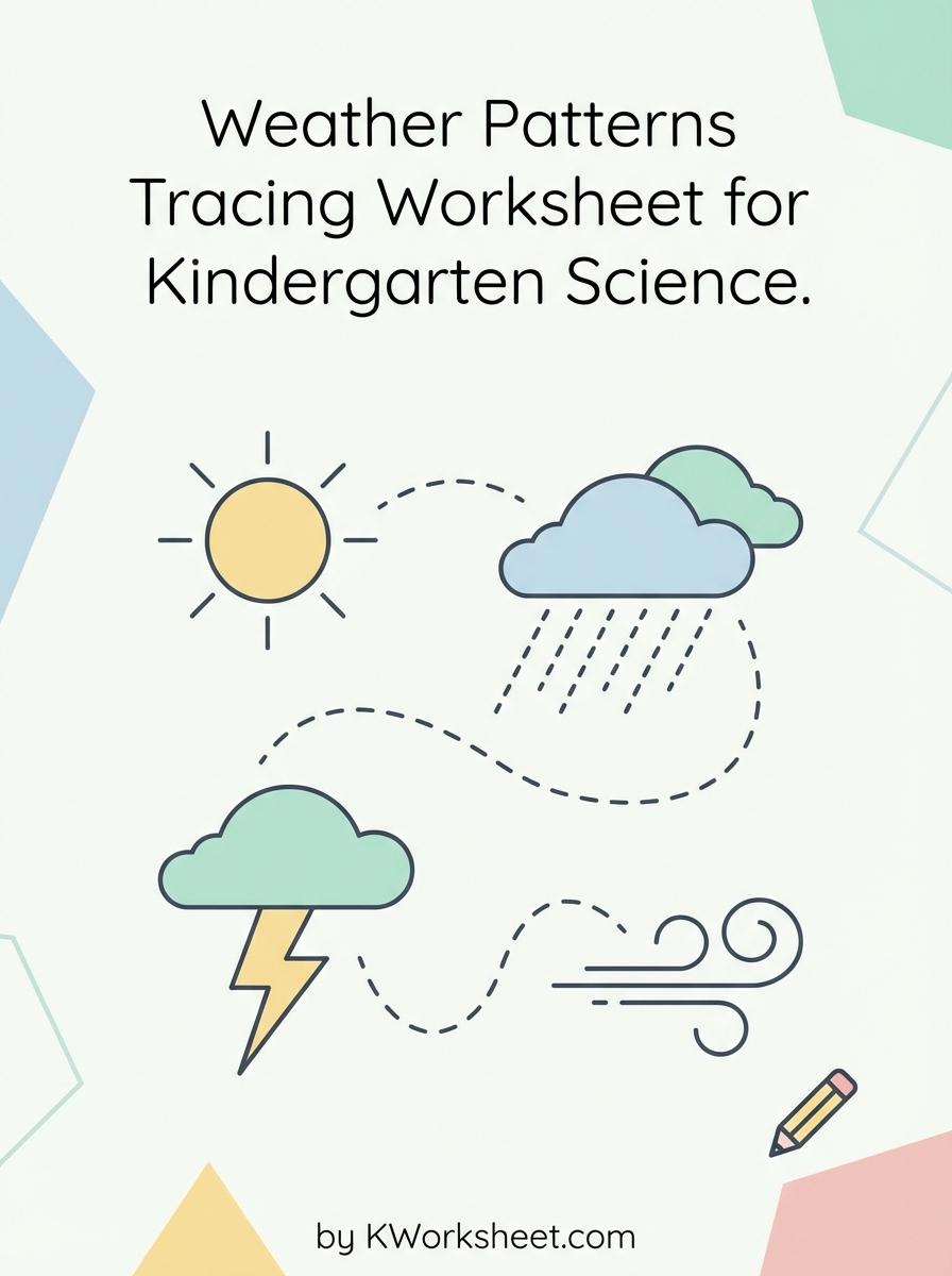 Weather Patterns Tracing Worksheet for Kindergarten Science